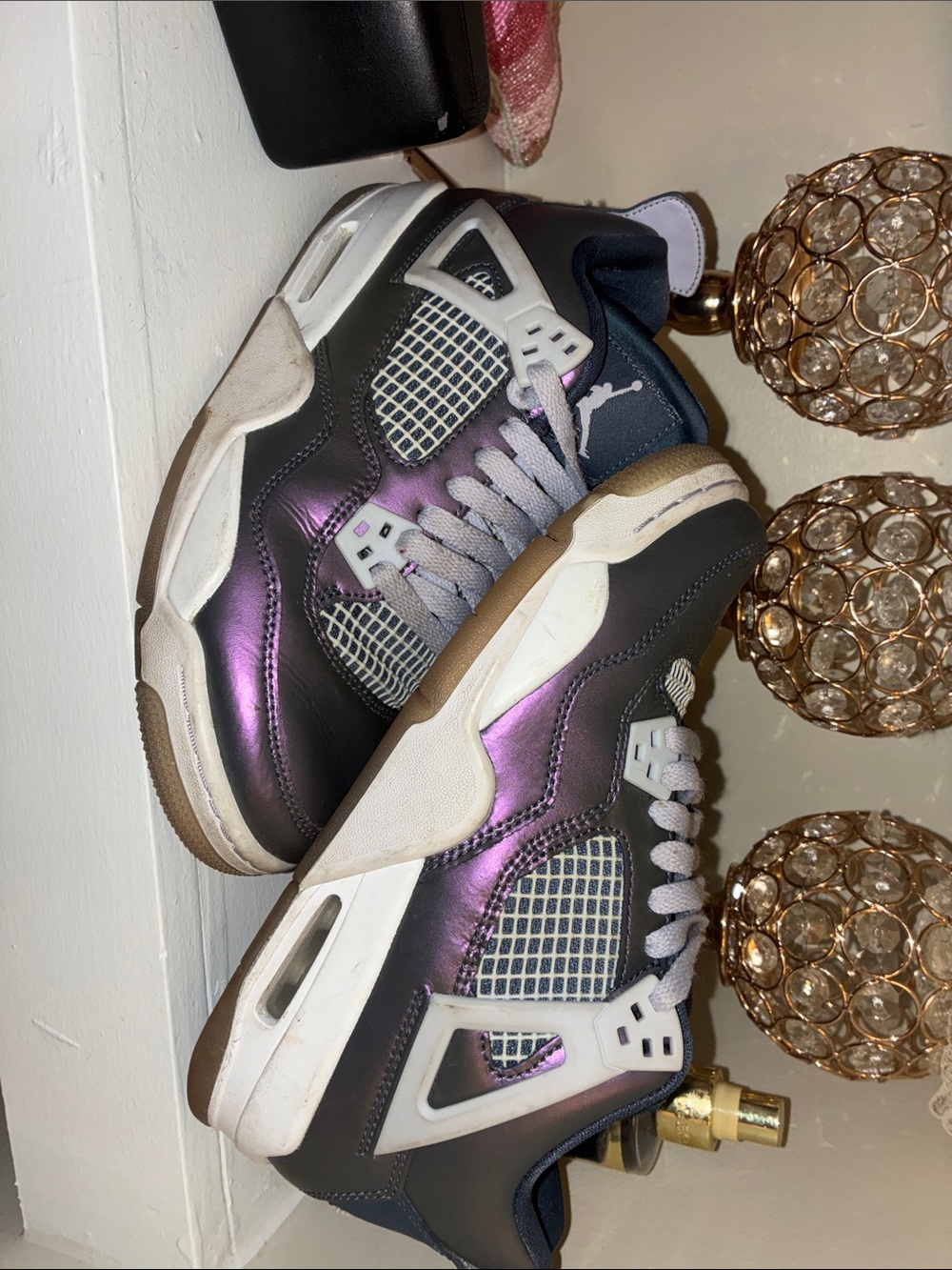 Jordan Women’s Iridescent Black/Purple Leather Sneakers